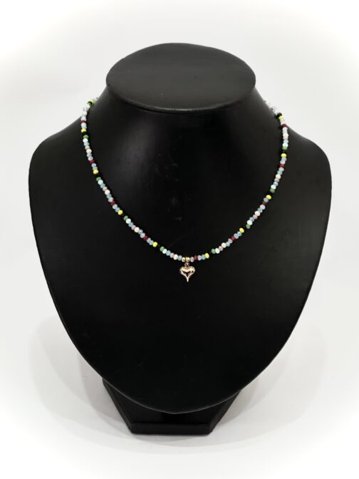 Collar de cristal checo y dije de corazón